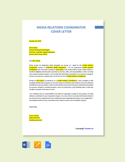 media coordinator cover letter example