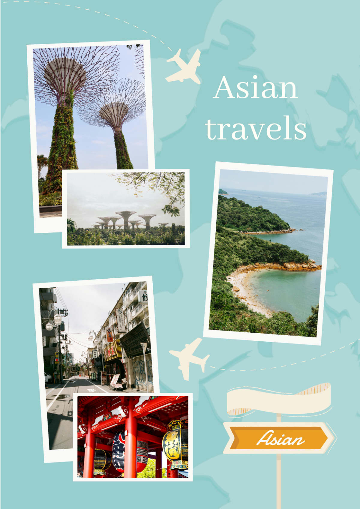 Free Asia Map Photo Collage Template