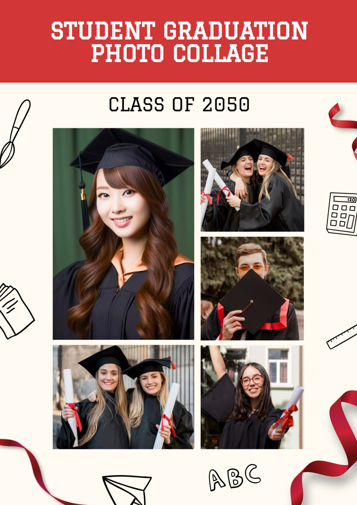 Free Student Graduation Photo Collage Template