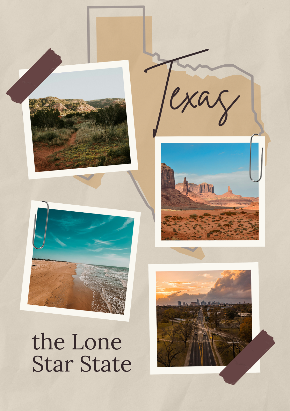 Texas Map Photo Collage