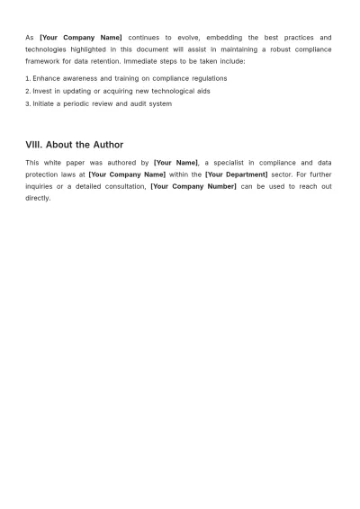 Free Data Retention White Paper Template to Edit Online