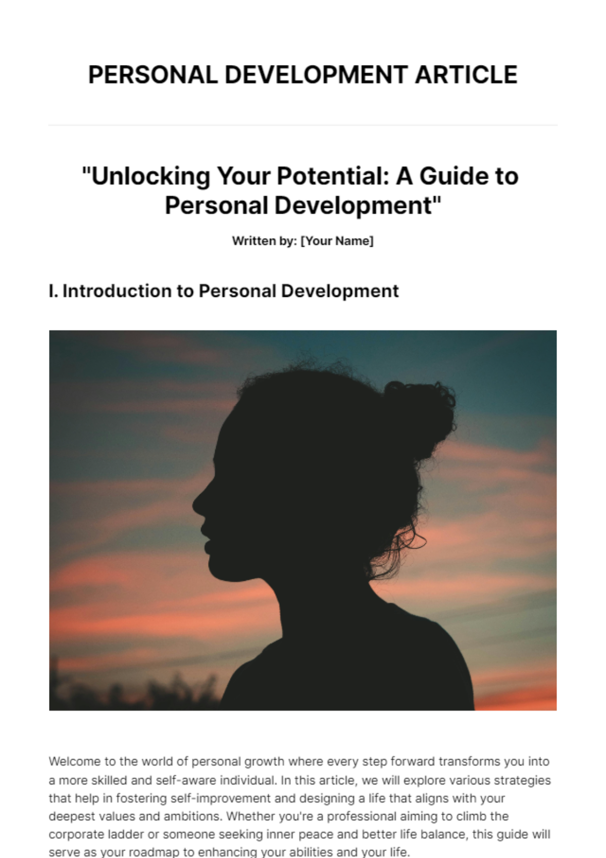 Free Personal Development Article Template