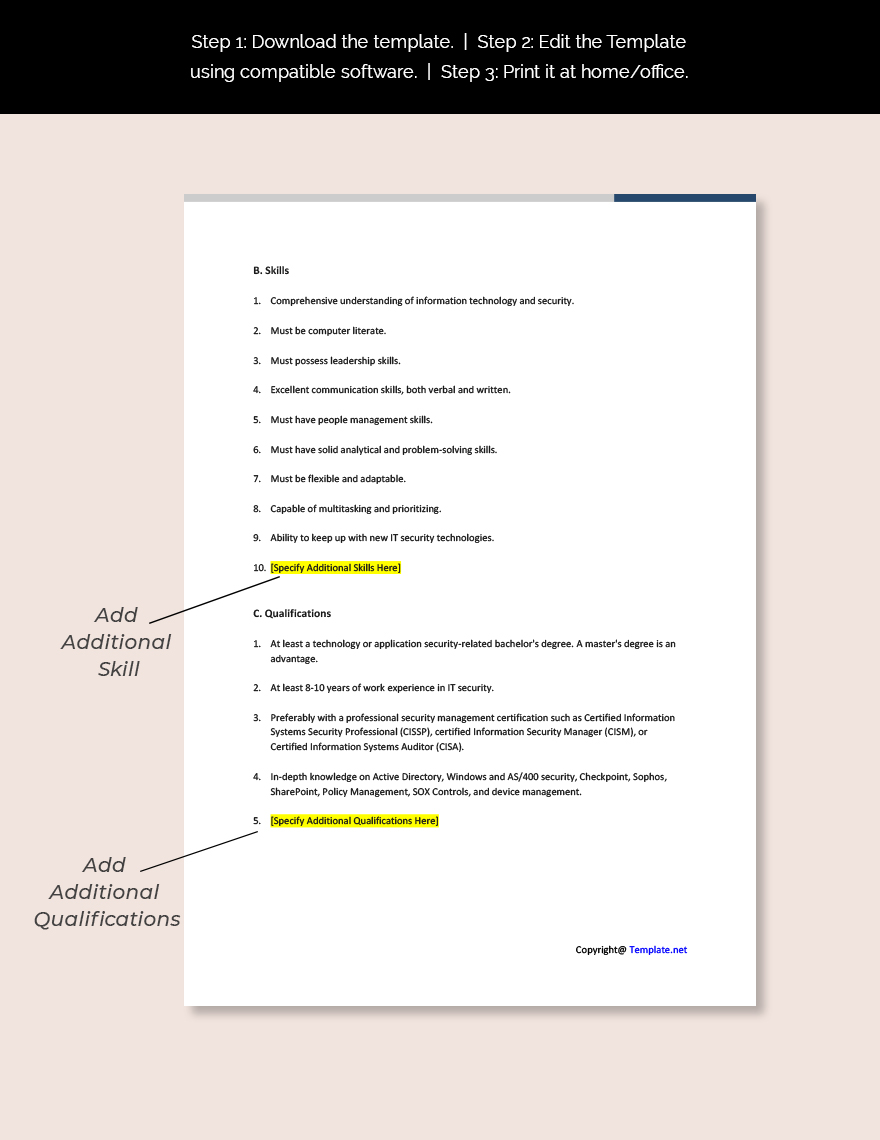 Chief Information Security Officer Job Ad And Description Template Google Docs Word Apple 