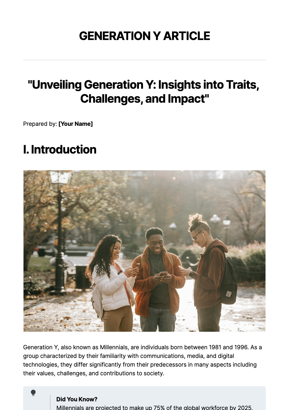 Free Generation Y Article Template
