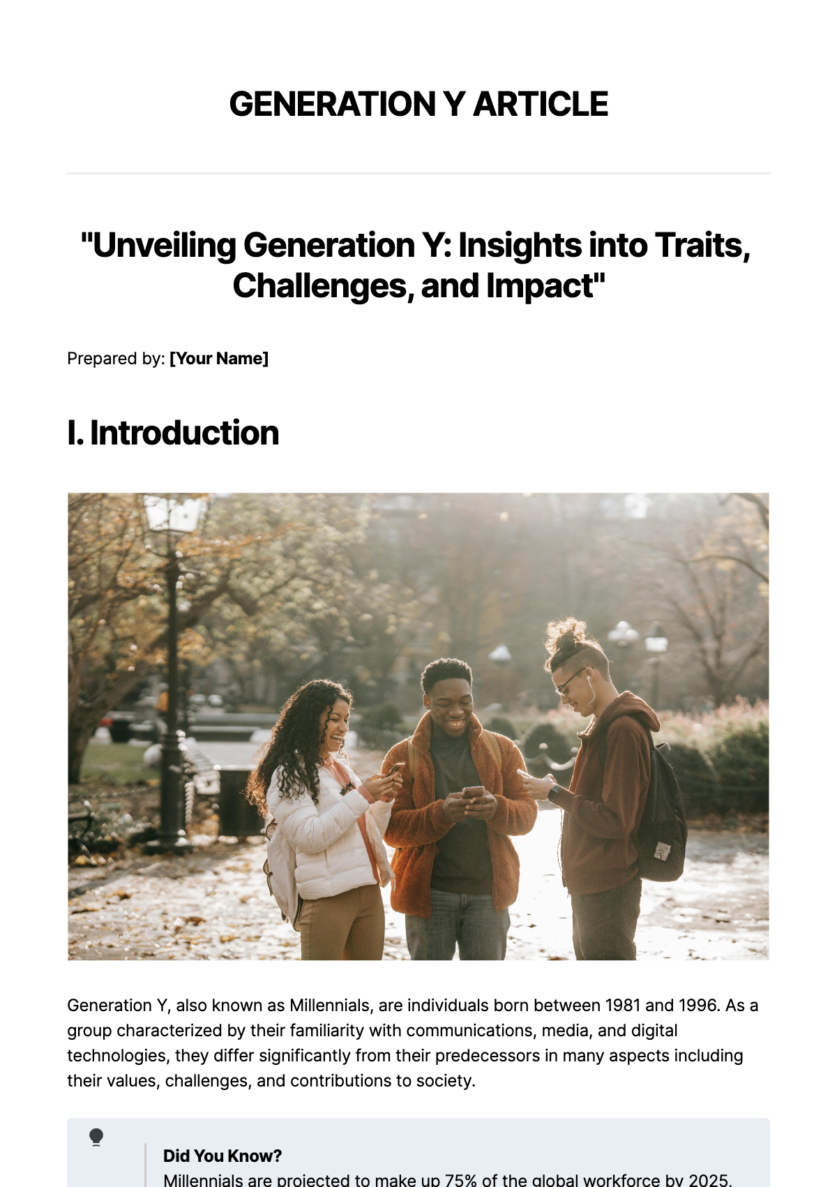 Generation Y Article Template - Edit Online & Download