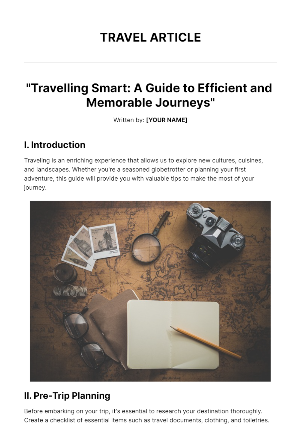 Free Travel Article Template
