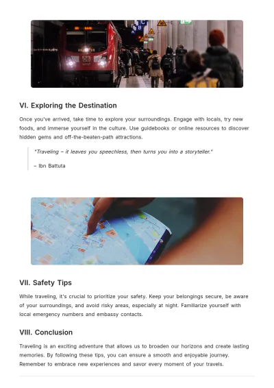 Free Travel Article Template to Edit Online