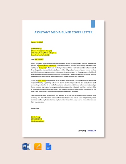 Assistant Media Buyer Cover Letter