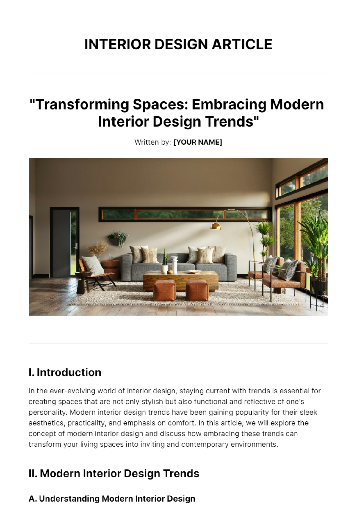 Free Interior Design Article Template