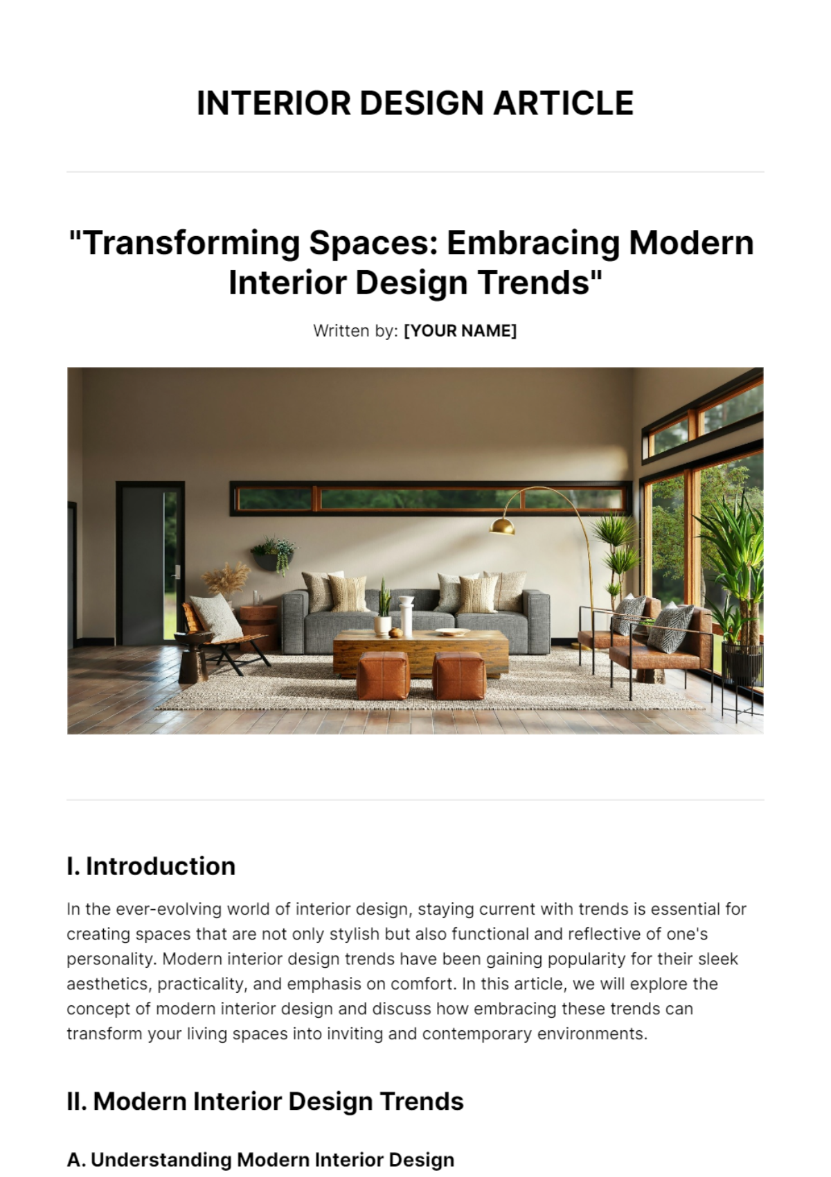 Interior Design Article Template - Edit Online & Download