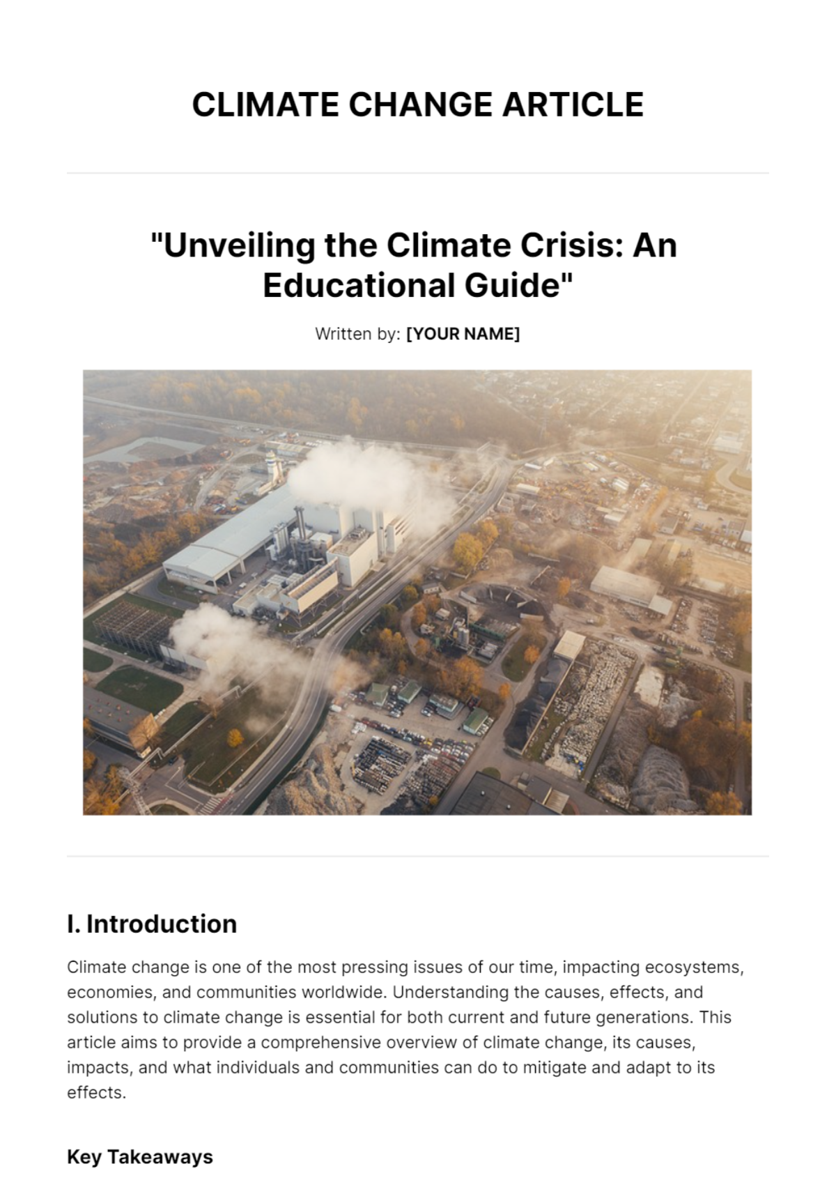 Free Climate Change Article Template