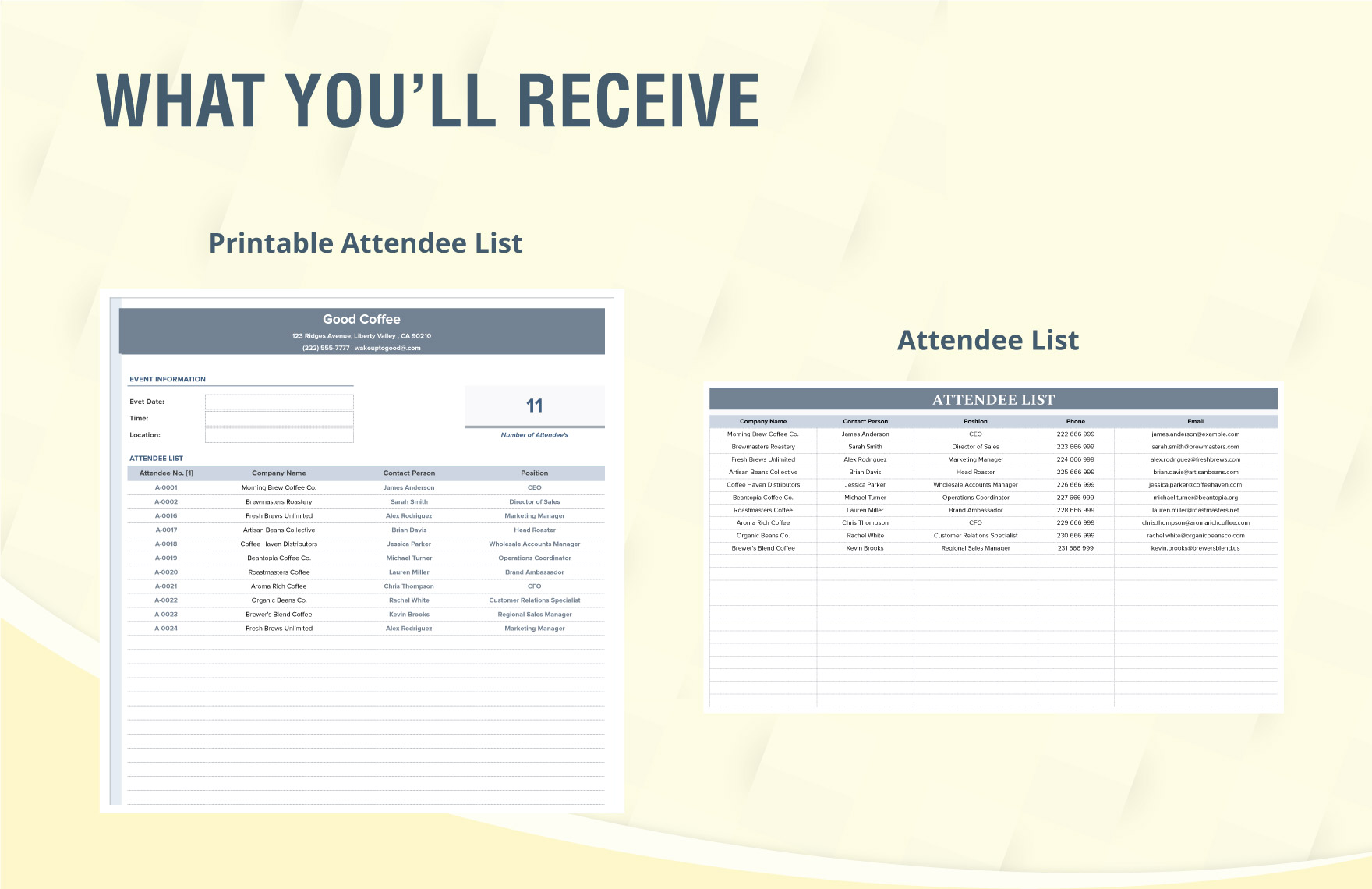 Sales Networking Event Attendee List Template