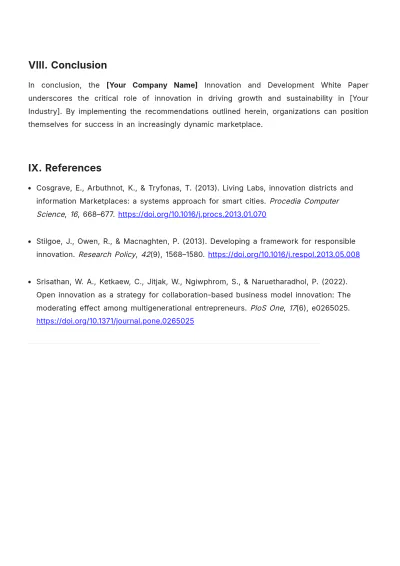 Free Innovation And Development White Paper Template to Edit Online