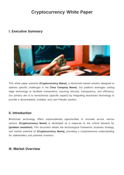 Free Cryptocurrency White Paper Template to Edit Online