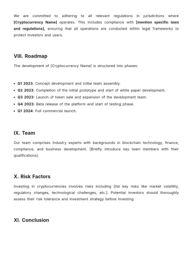 Free Cryptocurrency White Paper Template to Edit Online
