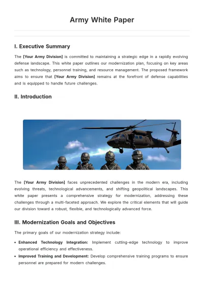 Free Army White Paper Template to Edit Online