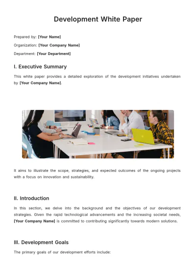 Free Development White Paper Template to Edit Online