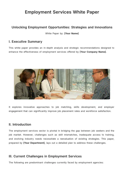 Free Employment Services White Paper Template to Edit Online