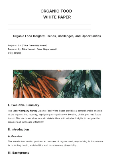 Free Organic Food White Paper Template to Edit Online