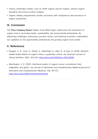 Free Organic Food White Paper Template to Edit Online