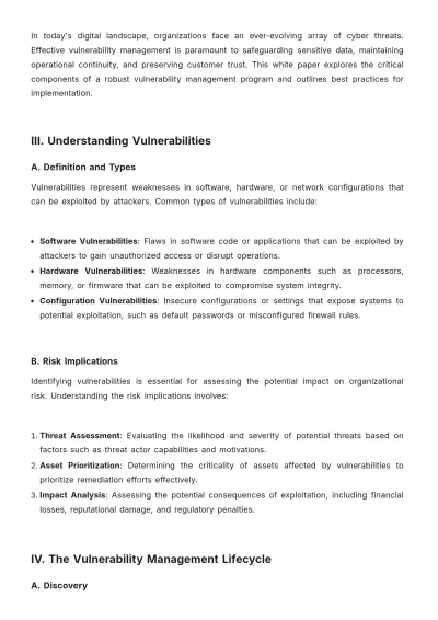 Free Vulnerability Management White Paper Template to Edit Online