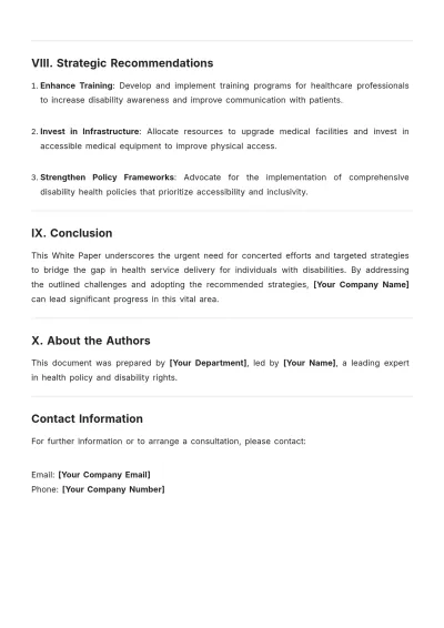 Free Health And Disability White Paper Template to Edit Online