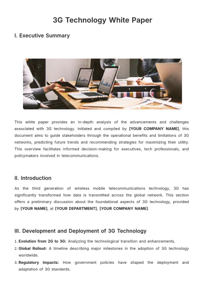 Free 3G Technology White Paper Template to Edit Online