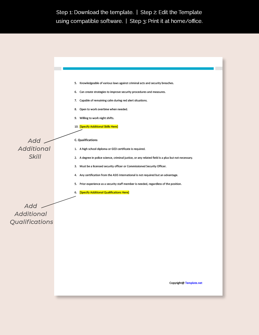 Commissioned Security Officer Job Description Template Download In Word Google Docs PDF 