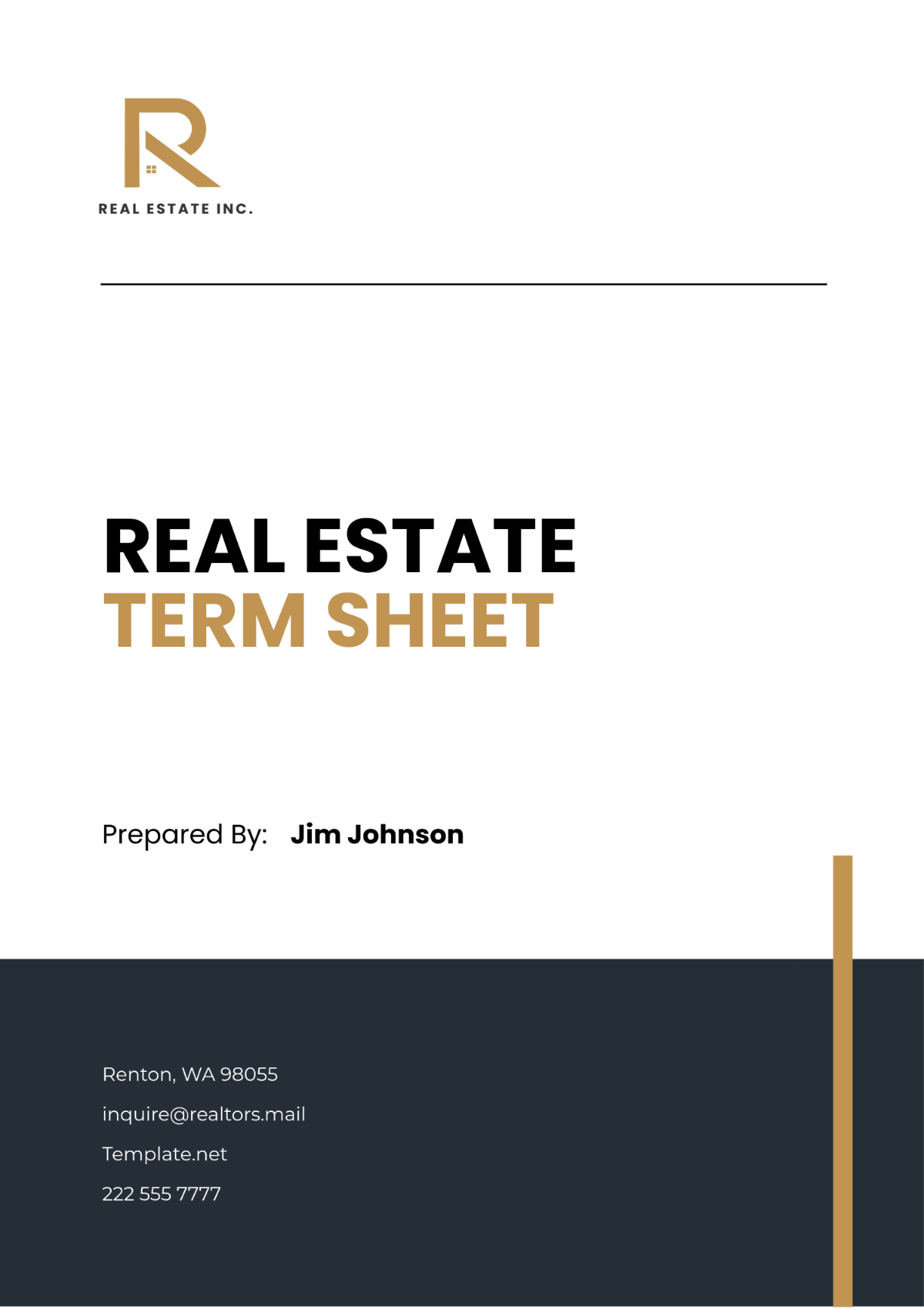 Real Estate Term Sheet Template