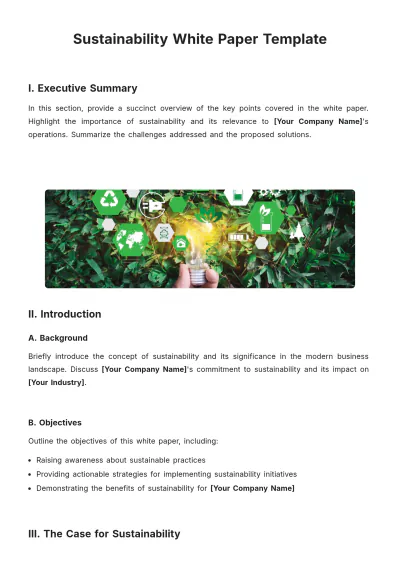 Free Sustainability White Paper Template to Edit Online
