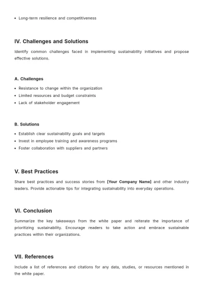 Free Sustainability White Paper Template to Edit Online