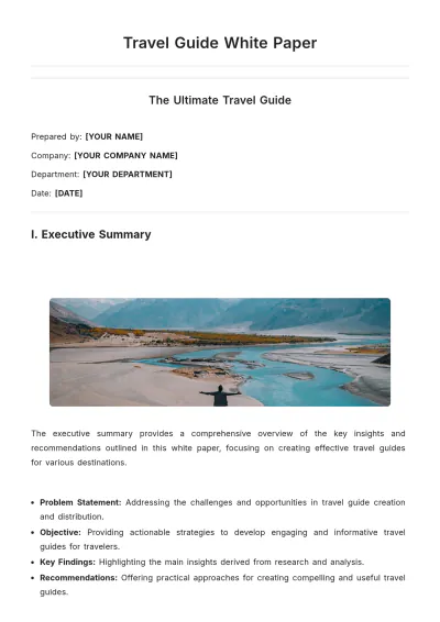 Free Travel Guide White Paper Template to Edit Online