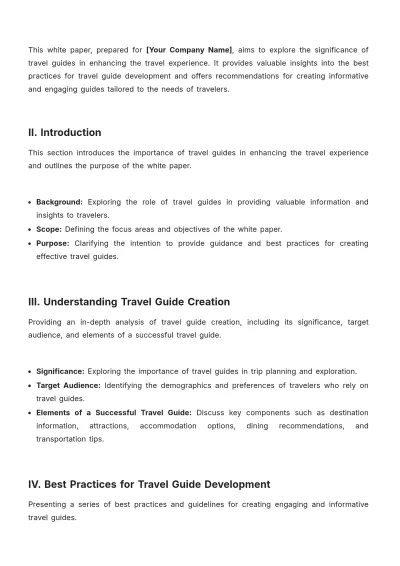 Free Travel Guide White Paper Template to Edit Online
