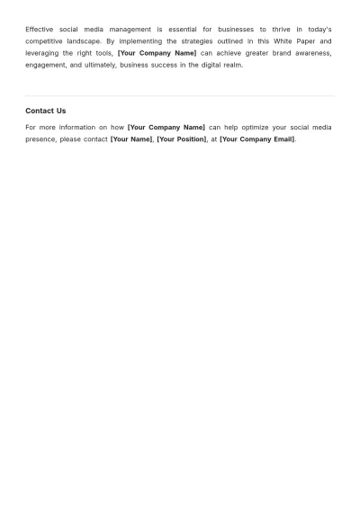 Free Social Media Management White Paper Template to Edit Online