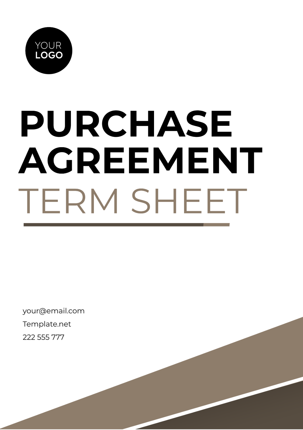 Purchase Agreement Term Sheet Template