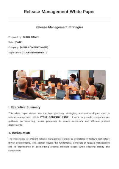 Free Release Management White Paper Template to Edit Online
