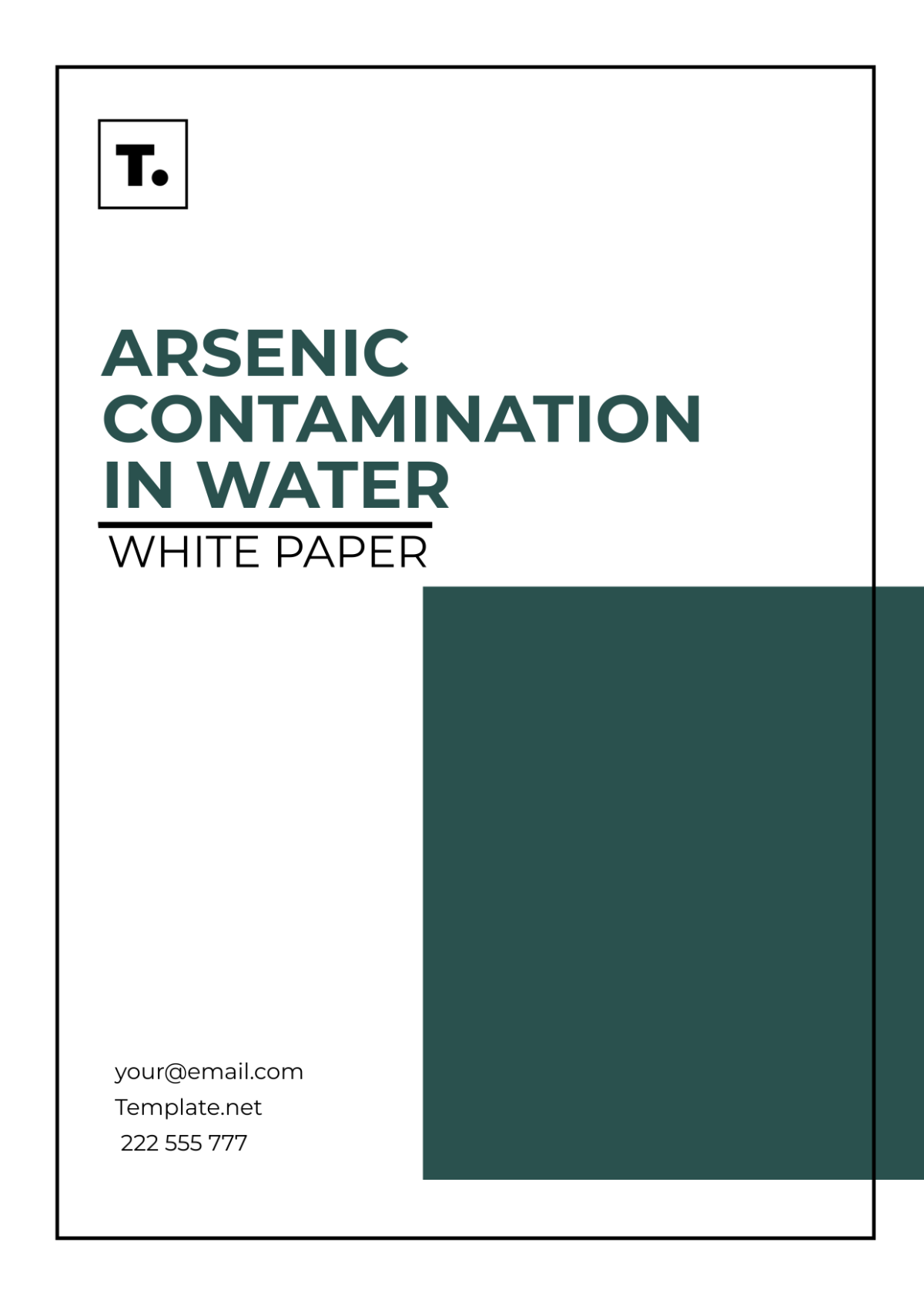 Free Arsenic Contamination In Water White Paper Template
