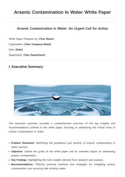 Free Arsenic Contamination In Water White Paper Template to Edit Online