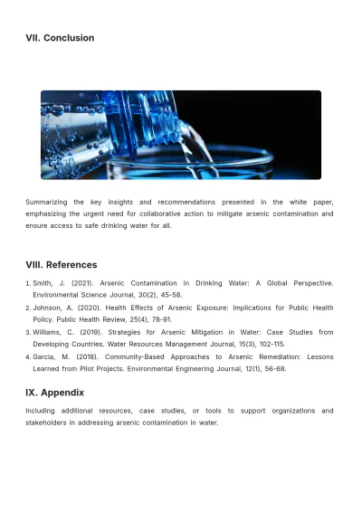 Free Arsenic Contamination In Water White Paper Template to Edit Online