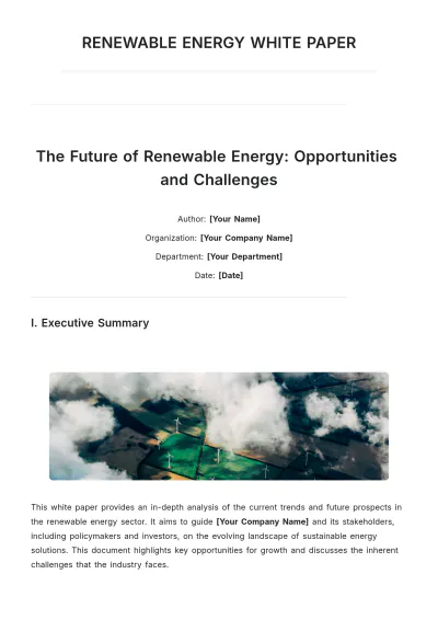 Free Renewable Energy White Paper Template to Edit Online