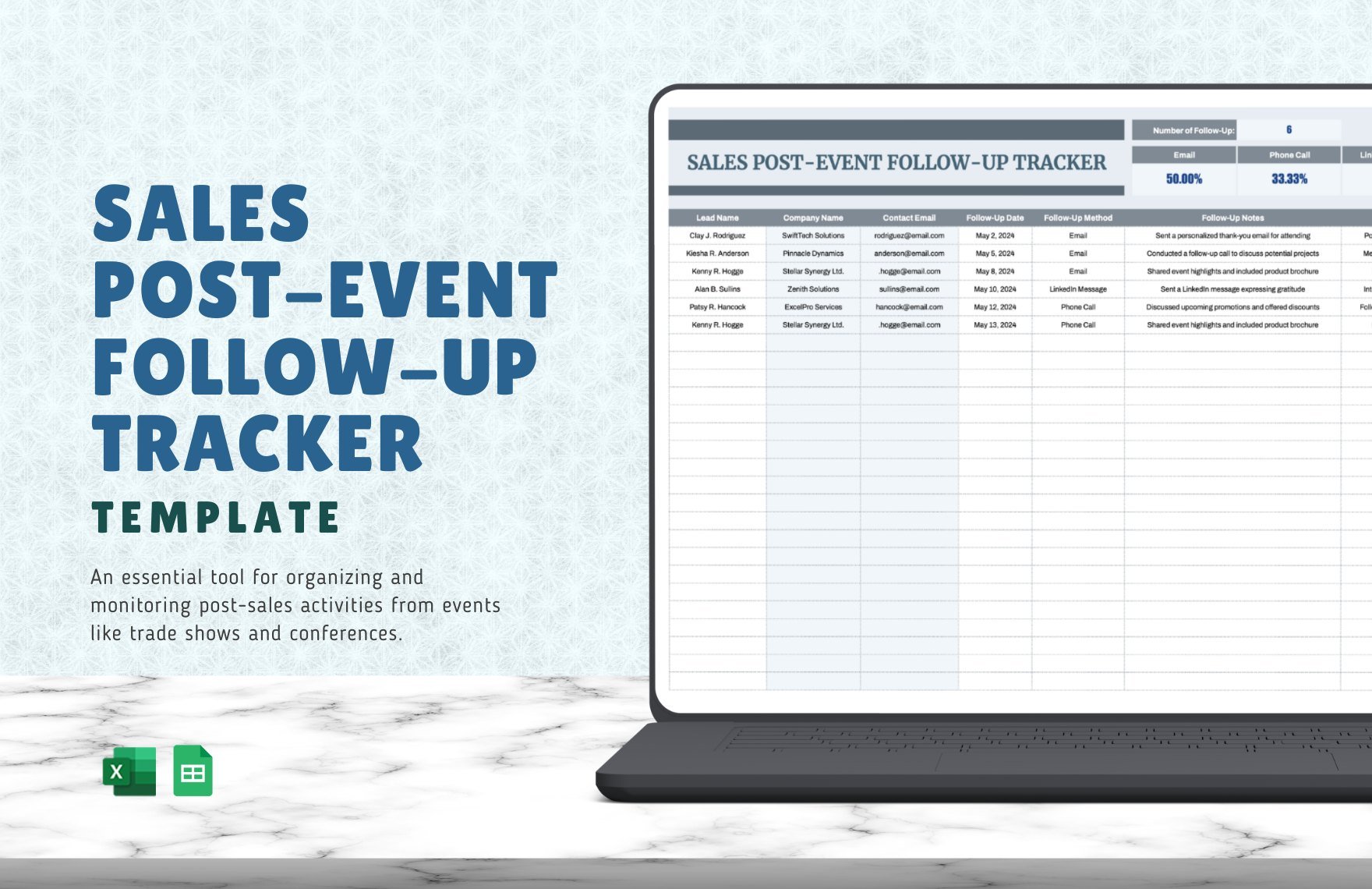 Sales Post-Event Follow-Up Tracker Template in Excel, Google Sheets