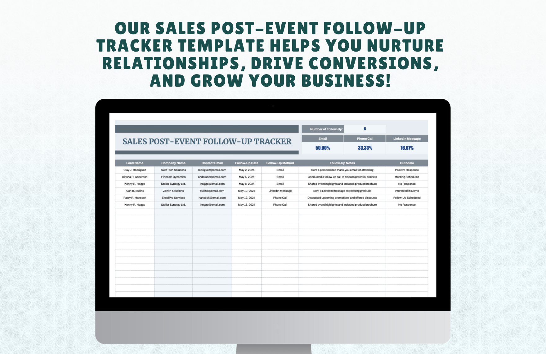 Sales Post-Event Follow-Up Tracker Template