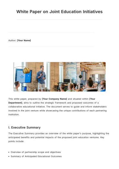 Free White Paper for Joint Education Template to Edit Online