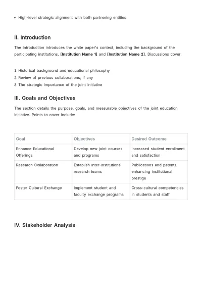 Free White Paper for Joint Education Template to Edit Online