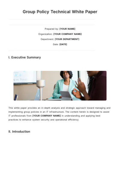 Free Group Policy Technical White Paper Template to Edit Online
