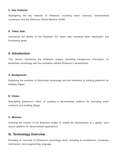 Free Ethereum ICO White Paper Template to Edit Online