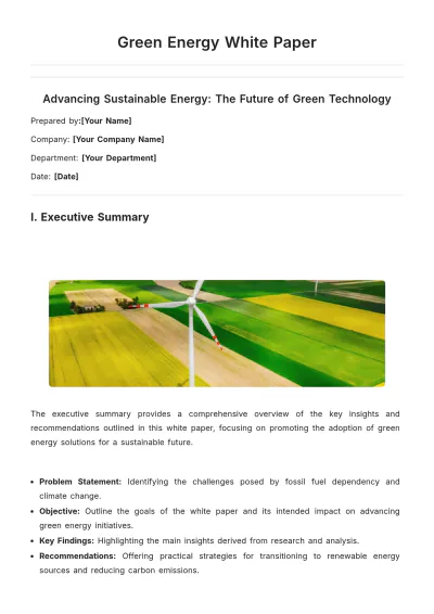 Free Green Energy White Paper Template to Edit Online