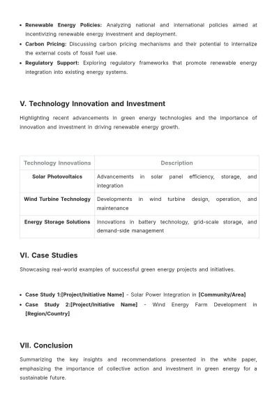 Free Green Energy White Paper Template to Edit Online