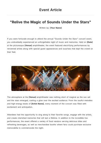 Free Event Article Template to Edit Online