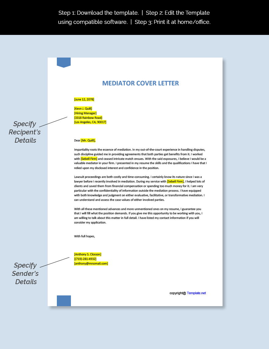 Mediator Cover Letter